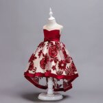 Robe de princesse fille crmonie sans manches robe mi - longue elegant tulle soire bal mariage - rouge ...