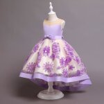 Robe de princesse fille c�r�monie sans manches robe mi - longue elegant tulle soir�e bal mariage - violet ...