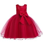 Robe de princesse  fleurs pour filles tenue tutu pour enfants de 2  12 ans rouge