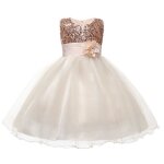 Robe de princesse � fleurs pour filles tutu d�t� robes de f�te costume de nouvel beige