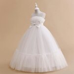 Robe de princesse longue fille sans manches robe de mariage ceremonie en tulle avec ceinture noeud papillon ...