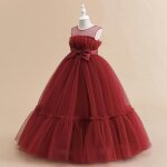 Robe de princesse longue fille sans manches robe de mariage ceremonie en tulle avec ceinture noeud papillon ... Robe de princesse longue fille sans manches robe de mariage ceremonie en tulle avec ceinture noeud papillon ...
