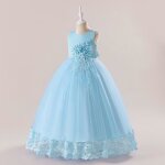 Robe de princesse mariage fille sans manches robe ceremonie longue tulle avec ceinture noeud papillon ...