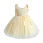 Robe de princesse en tulle pour filles de 1 � 5 ans tenue de soir�e �l�gante pour enfants tutu jaune