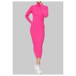 Robe pull - femme - fushia - col roulé - manches longues - coupe droite Robe pull - femme - fushia - col roulé - manches longues - coupe droite