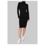 Robe pull - femme - noir - col roulé - manches longues - coupe droite Robe pull - femme - noir - col roulé - manches longues - coupe droite