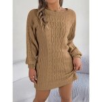 Robe pull femme en tricot manches longues casual pullover hauts col rond couleur unie confortable automne ... Robe pull femme en tricot manches longues casual pullover hauts col rond couleur unie confortable automne ...