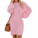 Robe pull tricotée femme - marque - modèle - couleur rose - manches longues - coupe ample Robe pull tricotée femme - marque - modèle - couleur rose - manches longues - coupe ample