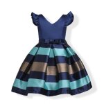 Robe � rayures pour petites filles tenue de soir�e de mariage formelle bleu