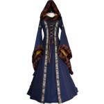 Robe reine mdivale moonmini pour femme - costume halloween dguisement adulte vtements top bleu