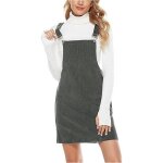 Robe salopette - femme - velours côtelé - ligne a - réglable - poches - gris Robe salopette - femme - velours côtelé - ligne a - réglable - poches - gris