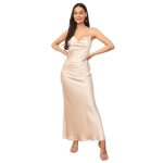 Robe satin�e � col b�nitier - marque - mod�le - beige - adulte - femme