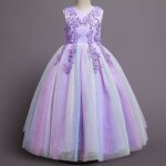 Robe de soirée de cérémonie fille sans manches en tulle robe princesse mariage pour 4 - 14 ans Robe de soirée de cérémonie fille sans manches en tulle robe princesse mariage pour 4 - 14 ans