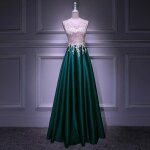 Robe de soire chic longue avec appliques florale ajoure - vert - femme