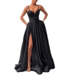 Robe de soire chic longue sans manches femme col en v pliss robe de bal a - line lgante longue taille ...
