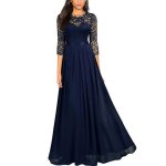 Robe de soire demoiselle dhonneur en dentelle bleu fonc pour femmes m 84