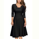 Robe de soire dentelle femme manches 3 - 4 mi - longue jointif robe cocktail elegant pour crmonie ...