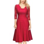 Robe de soire dentelle femme manches 3 - 4 mi - longue jointif robe cocktail elegant pour crmonie ...