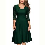 Robe de soire dentelle femme manches 3 - 4 mi - longue jointif robe cocktail elegant pour crmonie ...