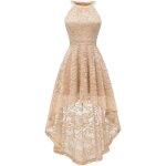 Robe de soire femme - dentelle - high low - mariage - demoiselle dhonneur - abricot