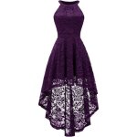 Robe de soire femme - dentelle high low - mariage demoiselle dhonneur - violet fonc