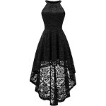 Robe de soire femme - dentelle - high low - mariage - noir