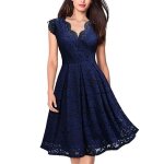 Robe de soire femme dentelle sans manches col en v robe robe de demoiselle dhonneur mi - longue couleur ...