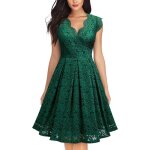 Robe de soire femme dentelle sans manches col en v robe robe de demoiselle dhonneur mi - longue couleur ...