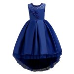 Robe soire fille enfant mariage et crmonie sans manches robe demoiselle - bleu
