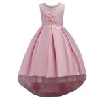 Robe soire fille enfant mariage et crmonie sans manches robe demoiselle - rose