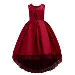 Robe soire fille enfant mariage et crmonie sans manches robe demoiselle - rouge