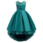 Robe soir�e fille enfant mariage et c�r�monie sans manches robe demoiselle - vert