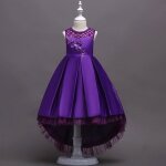 Robe soire fille enfant mariage et crmonie sans manches robe demoiselle - violet