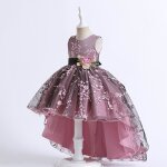 Robe de soir�e fille - princesse - tulle multicouche - fermeture �clair - ceinture noeud papillon
