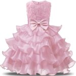 Robe de soir�e formelle en dentelle pour enfant fille tenue de c�r�monie fleur rose