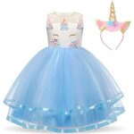 Robe de soire licorne avec serre - tte bandeau fille robe de princesse tutu de danse pour anniversaire ...