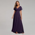 Robe de soirée longue femme en mousseline de soie - violet zp Robe de soirée longue femme en mousseline de soie - violet zp
