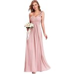 Robe de soire longue - marque inconnue - une epaule dnude - mousseline - rose