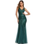 Robe de soire longue paillettes femme sans manches col v robe fashion elegant tulle pour bal