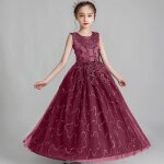 Robe de soirée de mariage fille sans manches en tulle robe princesse cérémonie pour 4 - 14 ans Robe de soirée de mariage fille sans manches en tulle robe princesse cérémonie pour 4 - 14 ans