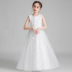 Robe de soir�e de mariage fille sans manches en tulle robe princesse c�r�monie pour 4 - 14 ans - blanc ...