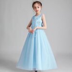 Robe de soirée de mariage fille sans manches en tulle robe princesse cérémonie pour 4 - 14 ans - bleu ... Robe de soirée de mariage fille sans manches en tulle robe princesse cérémonie pour 4 - 14 ans - bleu ...