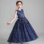 Robe de soirée de mariage fille sans manches en tulle robe princesse cérémonie pour 4 - 14 ans - bleu ... Robe de soirée de mariage fille sans manches en tulle robe princesse cérémonie pour 4 - 14 ans - bleu ...