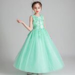 Robe de soir�e de mariage fille sans manches en tulle robe princesse c�r�monie pour 4 - 14 ans - vert ...