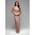 Robe de soire martina manches longues - ombre - pour femme - beige