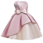 Robe de soire princesse fille - ceinture noeud papillon - rose