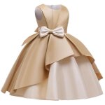 Robe de soirée princesse fille sans manches robe cérémonie avec ceinture noeud papillon - champagne Robe de soirée princesse fille sans manches robe cérémonie avec ceinture noeud papillon - champagne