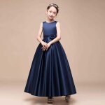 Robe soirée princesse fille en satin sans manches robe longue mariage cérémonie ceinture À fleur couleur ... Robe soirée princesse fille en satin sans manches robe longue mariage cérémonie ceinture À fleur couleur ...