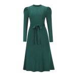 Robe en tricot femme mi - longue slim fit manches longues robe pull col rond couleur unie avec ceinture ... Robe en tricot femme mi - longue slim fit manches longues robe pull col rond couleur unie avec ceinture ...