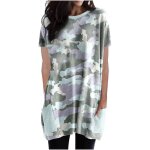 Robe tunique ample et dcontracte  manches courtes pour femmes avec poches multicolor